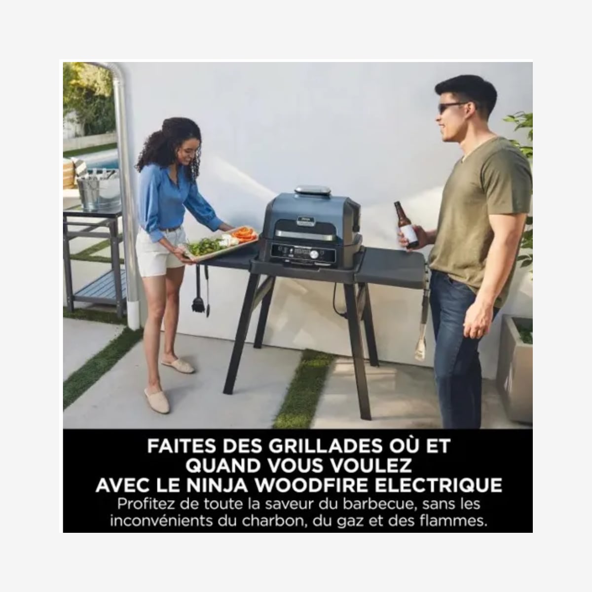Barbecue électrique NINJA Woodfire Pro Connect XL - 7 en 1 avec fumoir et thermosonde