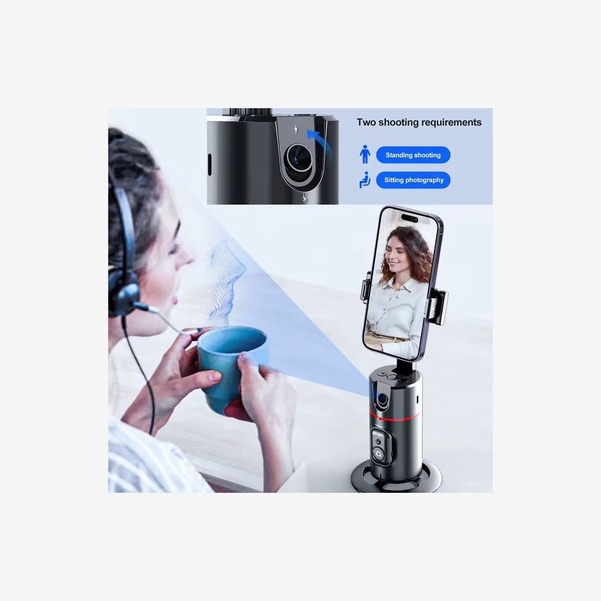 Stabilisateur de téléphone intelligent avec suivi du visage et lumière de remplissage pour des vidéos fluides