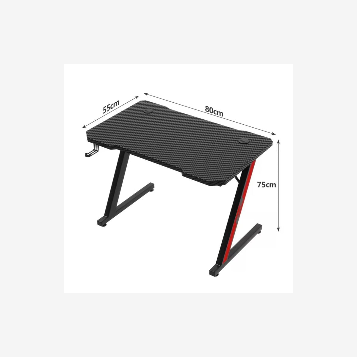 Table de jeu gaming 80x52 cm en carbone