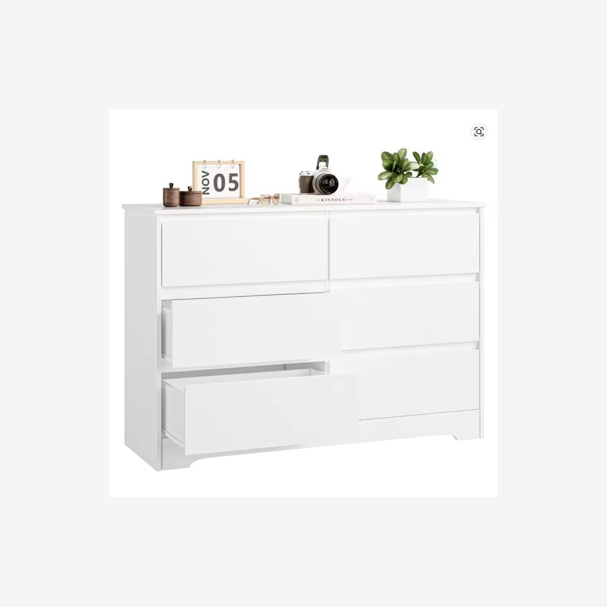 Meuble de rangement Commode 6 tiroirs en bois blanc - Rangement optimal