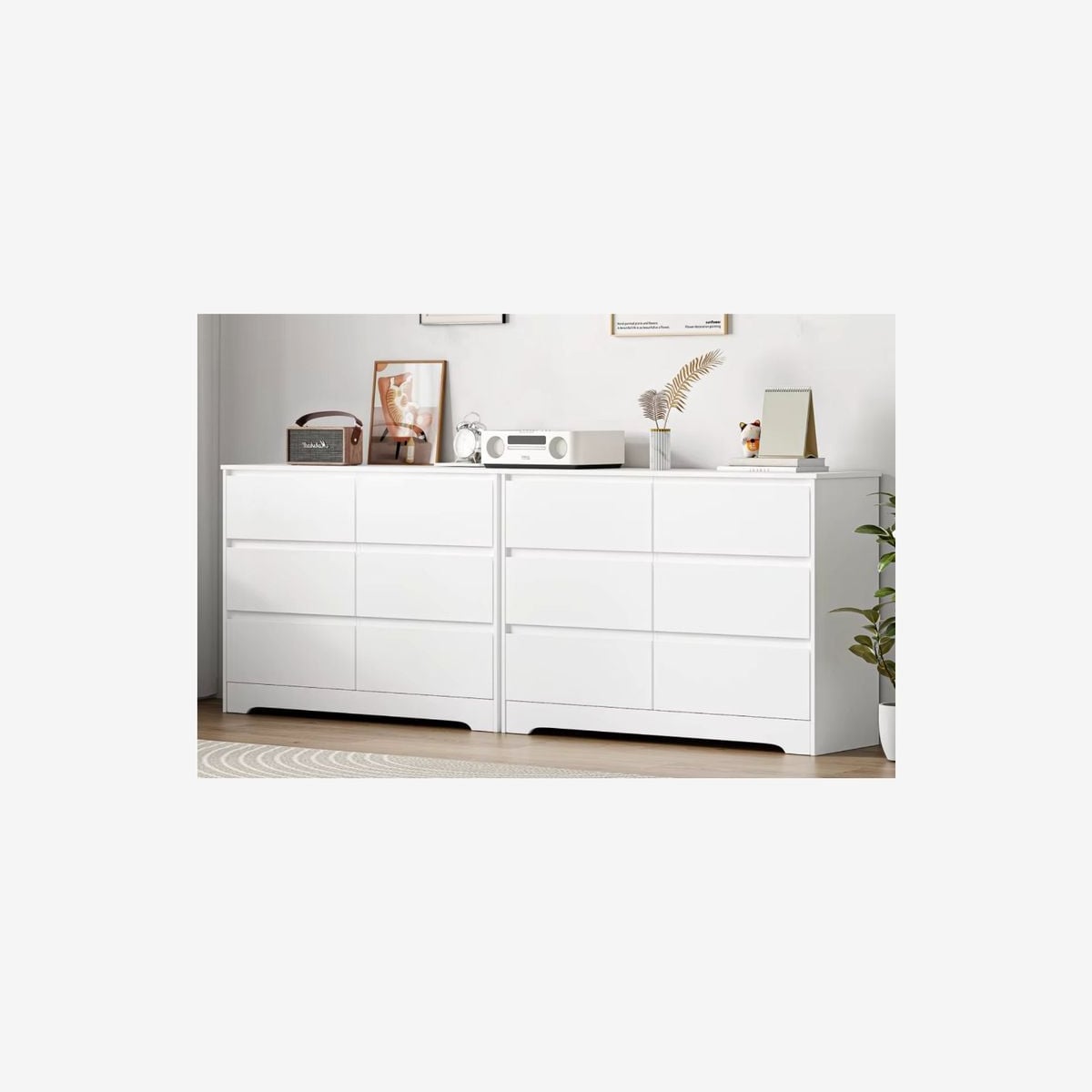 Meuble de rangement Commode 6 tiroirs en bois blanc - Rangement optimal