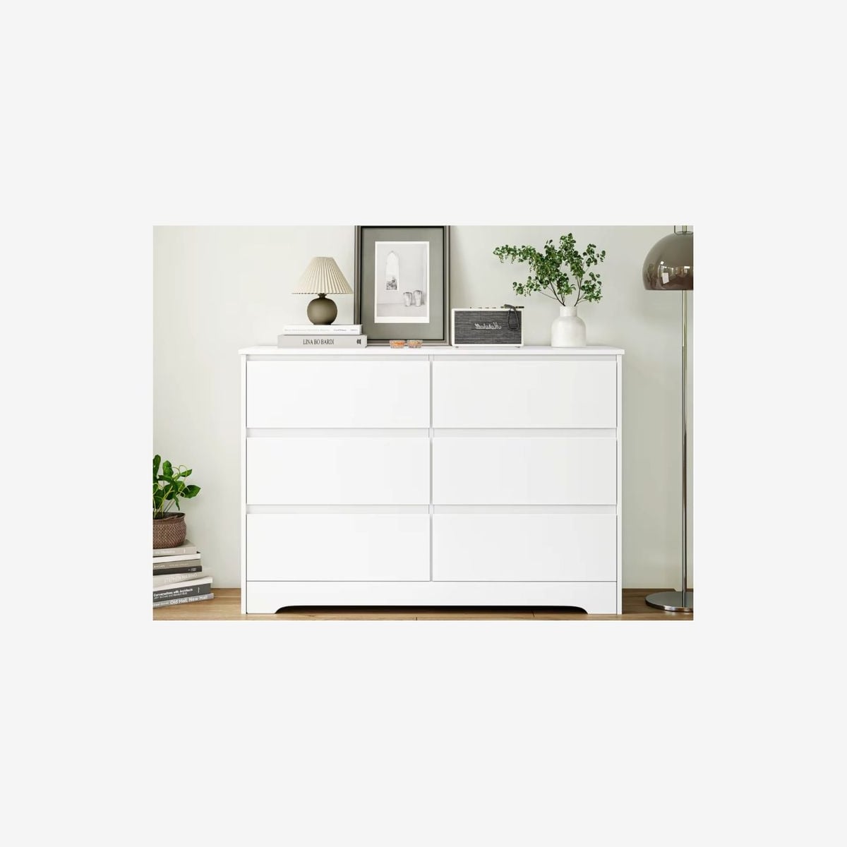 Meuble de rangement Commode 6 tiroirs en bois blanc - Rangement optimal