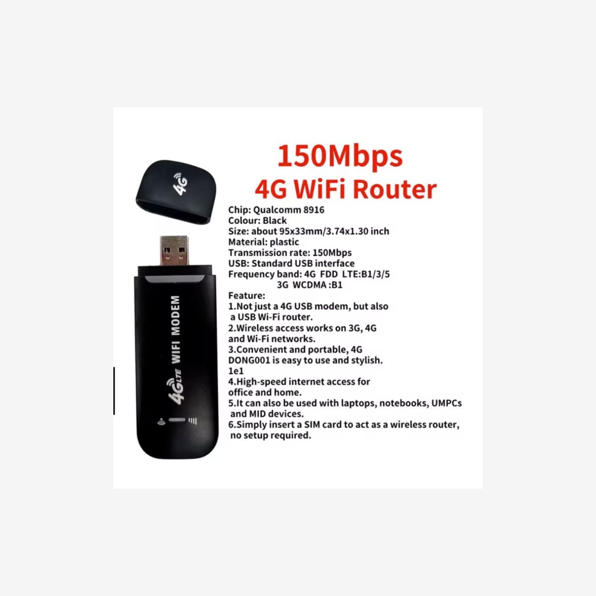 Routeur WiFi 4G LTE portable - 150Mbps, modem USB et routeur sans fil en un