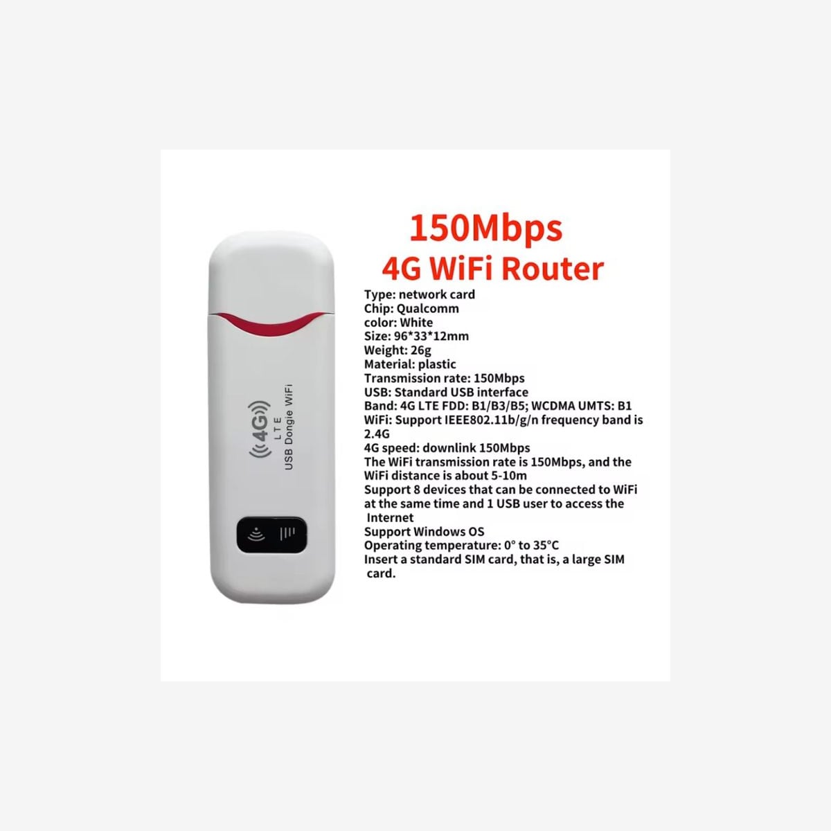 Routeur WiFi 4G LTE portable - 150Mbps, modem USB et routeur sans fil en un